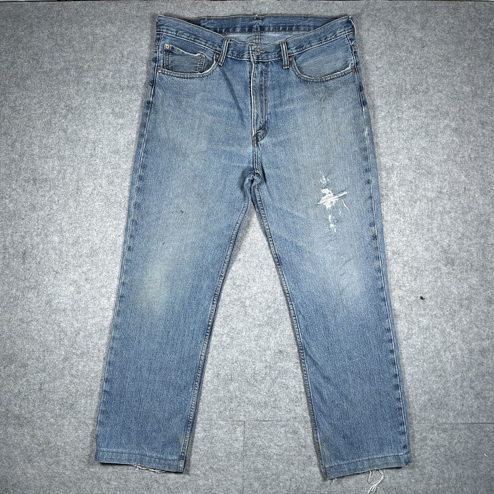 Levis 516 Denim Jeans Men's Size 38x32(37x29) Blue‎ Washed Straught Leg